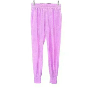 GENERATION LOVE Velvet Velour Fuzzy Pink Purple Lounge Joggers Pants Women Small